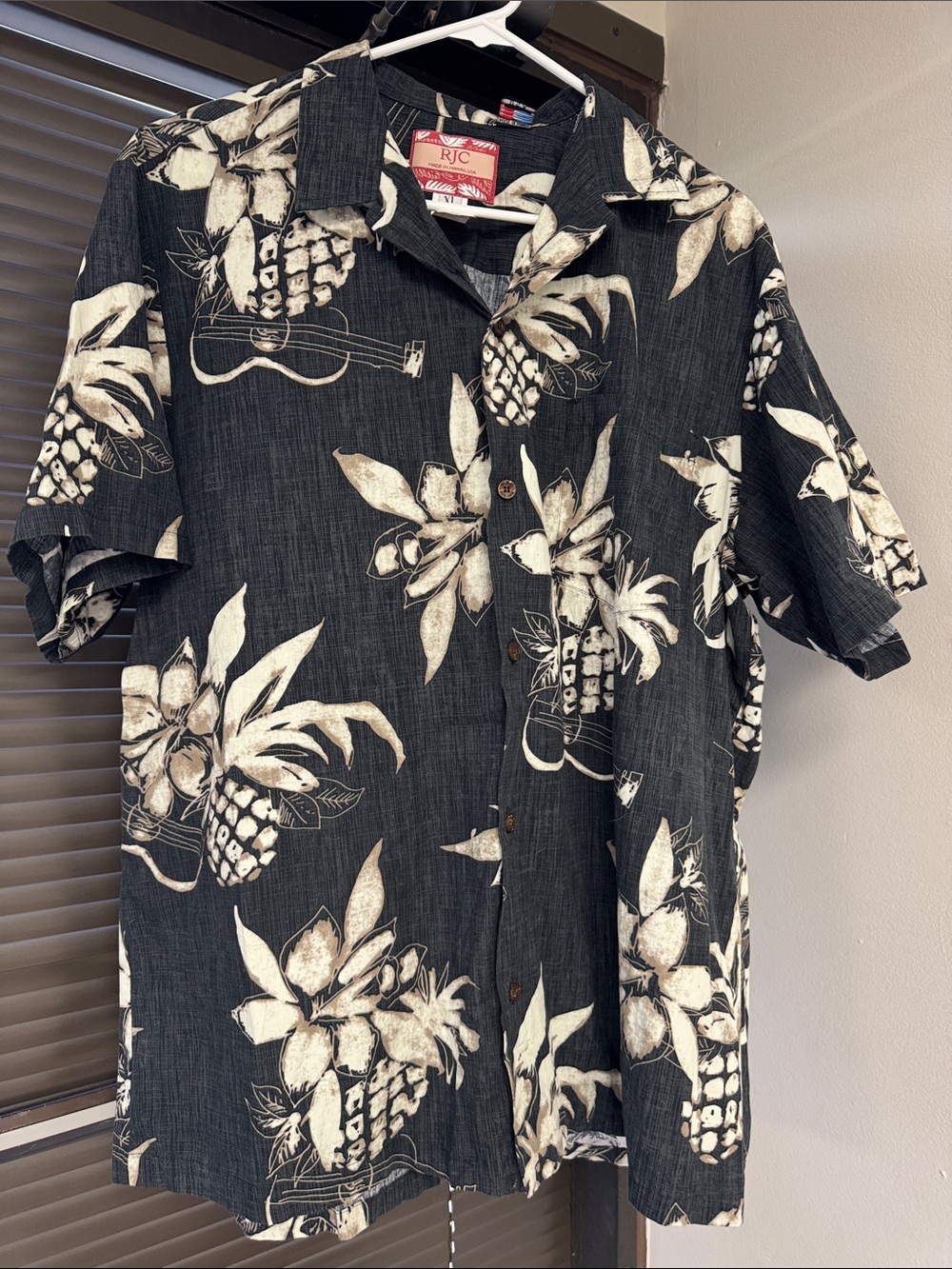 RJC Black Floral Pineapple Camp Shirt